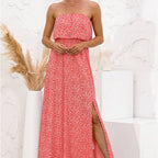 Floral Split Dress with Tube Top for Women