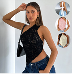 Lace-Back Asymmetrical Tank Top