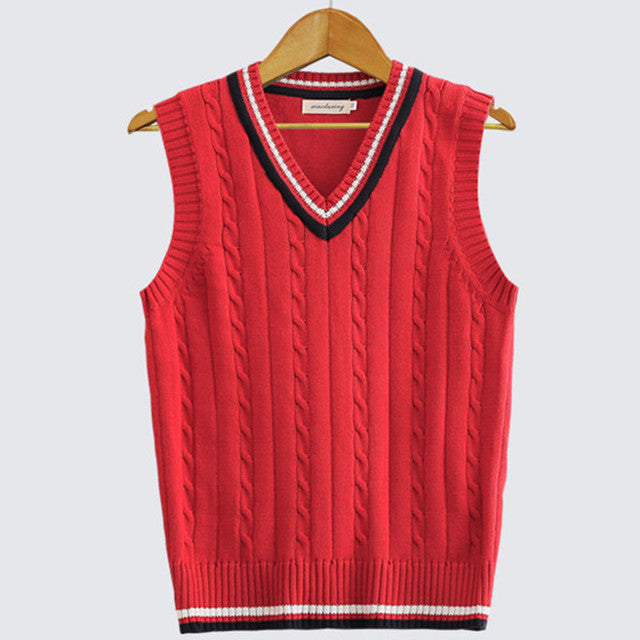 Men's Cable Knit V-Neck Cricket Sweater Vest