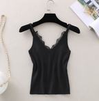 Knit Base Shirt, Lace V-Neck Camisole Top