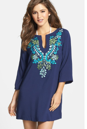 Embroidered Chiffon Beach Cover-Up Tunic