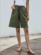 Plus Size Cotton Linen Five-Point Shorts for Women