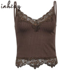 Lace Cut Y2K E-Girls Fairy Style Rib Knit Tank Top