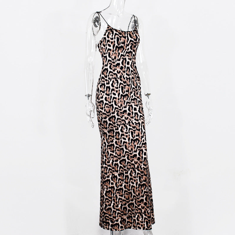 Women's Leopard Print Bodycon Maxi Dress