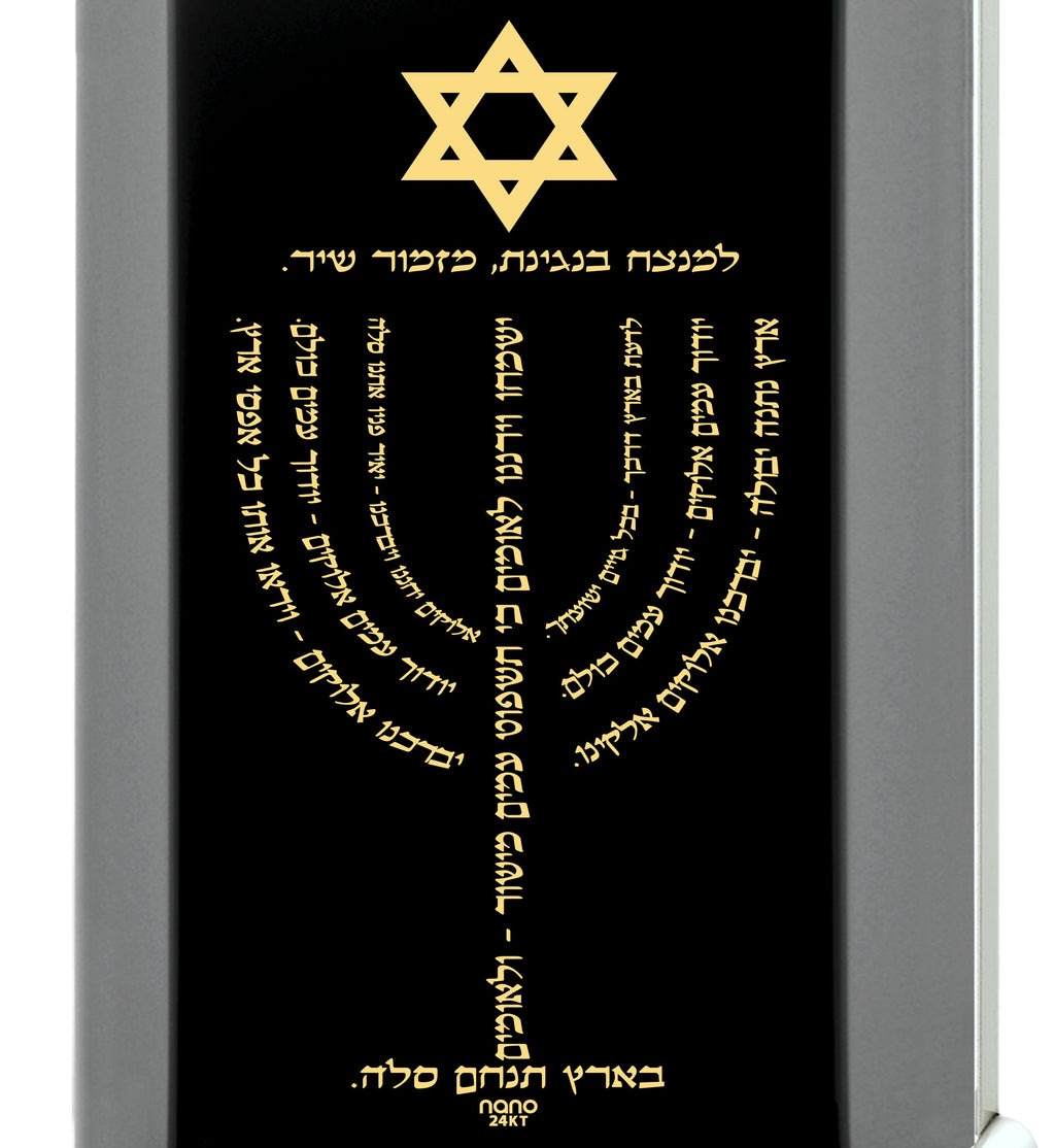 Men's Star of David Menorah Pendant Necklace on Onyx