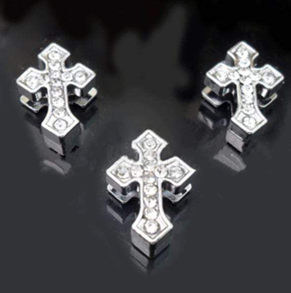Pave Cross Slide Charm - Silver