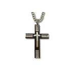 Two-Tone Cross Pendant Curb Chain Necklace for Men