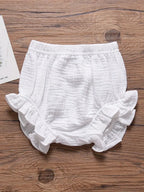 Casual Plain Color Ruffle Trim Shorts for Baby Girls