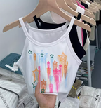 Colorful Print Hip-hop Tank Top with Y-shaped Buckle