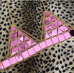 Mirrored Sequin Body Chain Festival Bikini Top