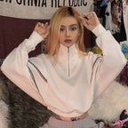 Loose-Fit Cropped Hoodie with Color Block Design
