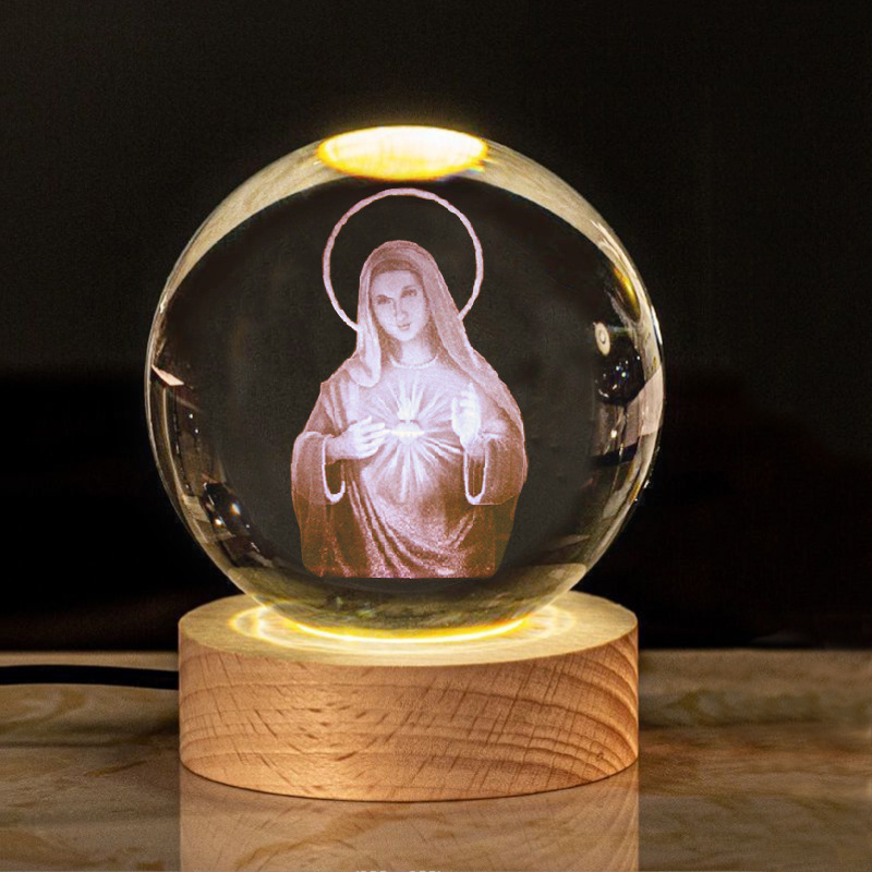 Luminous Cross Crystal Display - Christian LED Office Decor