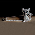 Rhinestone Cat Brooch Pin
