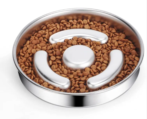 Stainless Steel Slow Feeder Dog Bowl Anti-Gulp Maze Feeding Dish for Dogs and Cats, Non-Slip Bloat-Stop Puzzle Food Bowl, Dishwasher Safe
