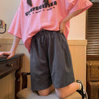 Women's High Waist Cotton Wide Leg Commuter Shorts