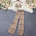 High-Waisted Wide-Leg Pants and Crop Top Set