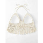 Halter Crocheted Cotton Women's V-Neck Slim Fit Backless Camisole