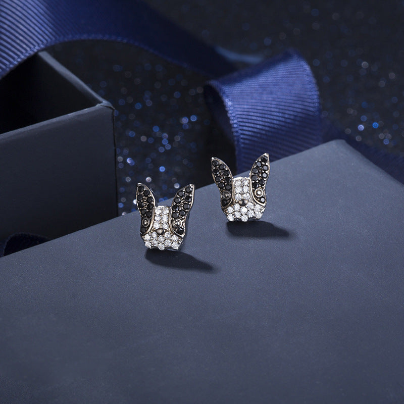 French Bulldog Rhinestone Stud Earrings