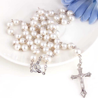 Glass Bead Rosary Necklace