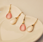 Cat's Eye Stone Drop Earrings in Teardrop Design