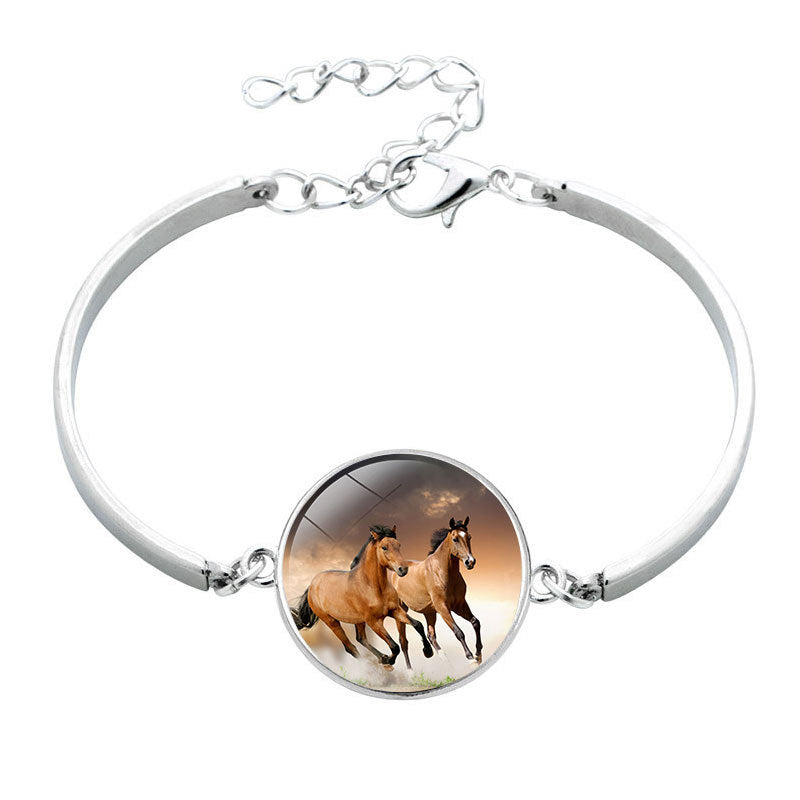 Horse Glass Cabochon Bracelet