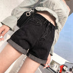 Women's White Denim Shorts - Summer Loose Fit Wide-Leg