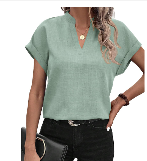 Women's V-Neck Short Sleeve Crop Top