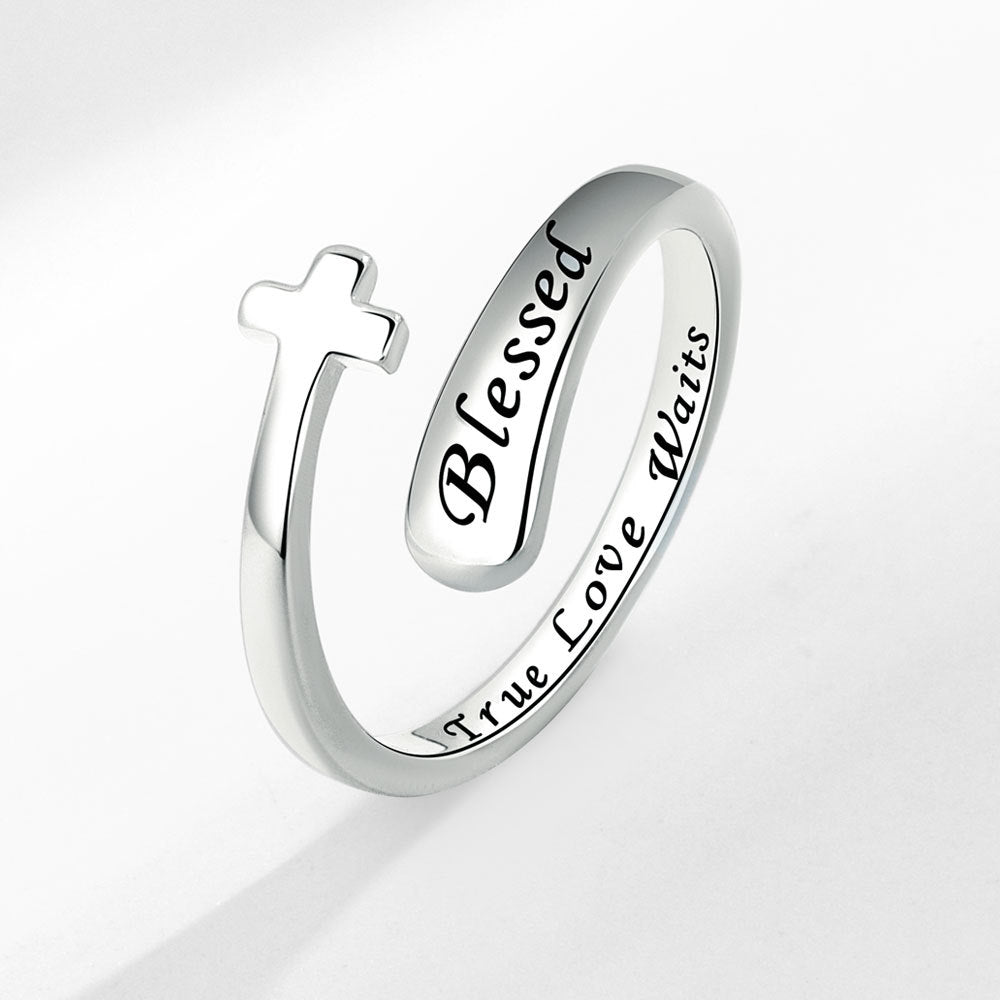 Cross Letter Simple English Women's Ring