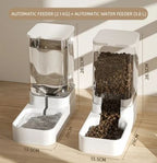 Automatic Pet Feeder and Water Dispenser Set Large Capacity Gravity Food and Water Station with Transparent Tank for Cats and Dogs