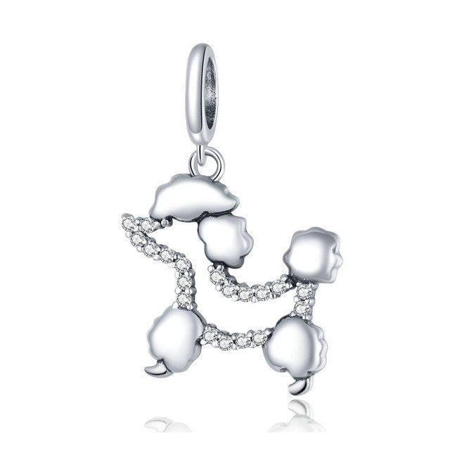 Silver Opal Paw Print Charm Bead