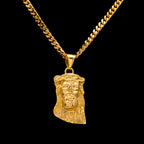 Abstract Jesus Face Pendant Necklace