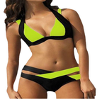 Pink and Black Colorblock Bikini Set