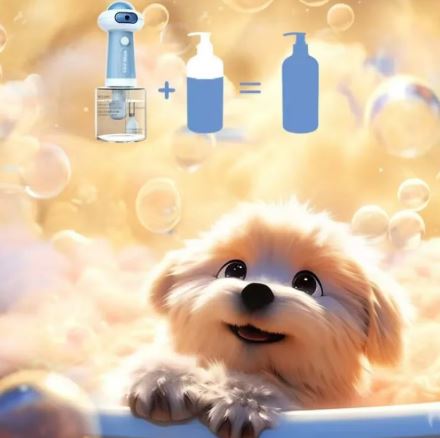 Pet Foam Soap Dispenser Machine, Electric Bubble Maker for Dog & Cat Baths, Rich Lather Grooming Foamer, Rechargeable, Gentle Deep-Clean Washer