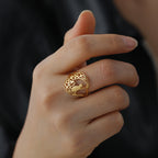 Cat and Star Cutout Ring in Stainless Steel
