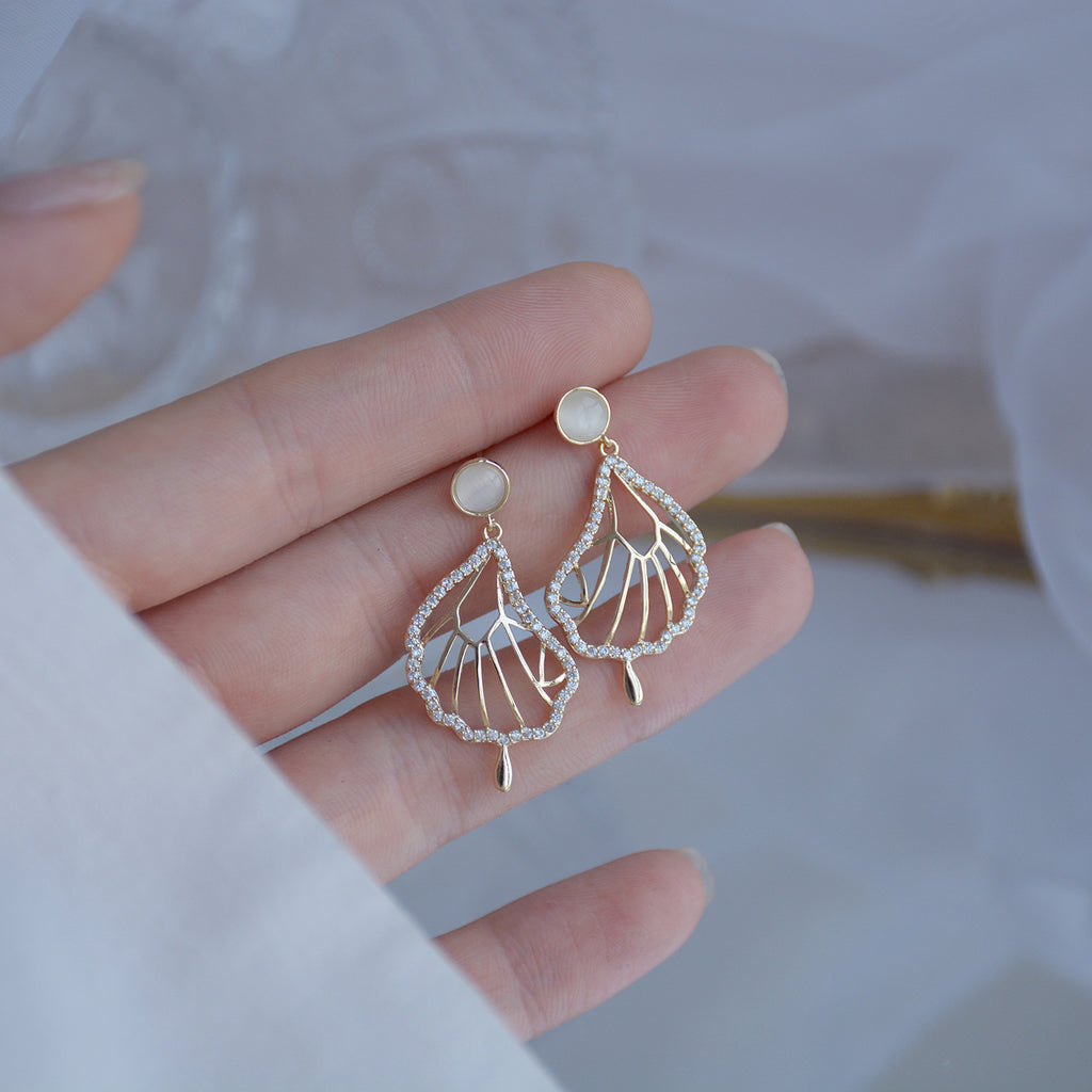 Zircon Butterfly Wing Drop Earrings