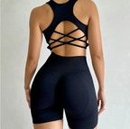 Women's Quick-Drying Seamless Yoga Sportswear Two-Piece Shorts Set