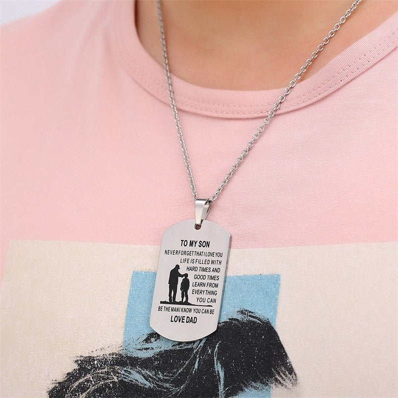 Stainless Steel Dog Tag Necklace with Letter Design