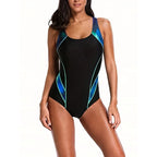 Athletic Color Block Printed One-Piece Swimsuit