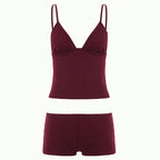Thread-knit V-neck Camisole & Low-rise Shorts Set