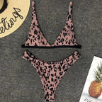 Leopard Print Triangle Bikini Set