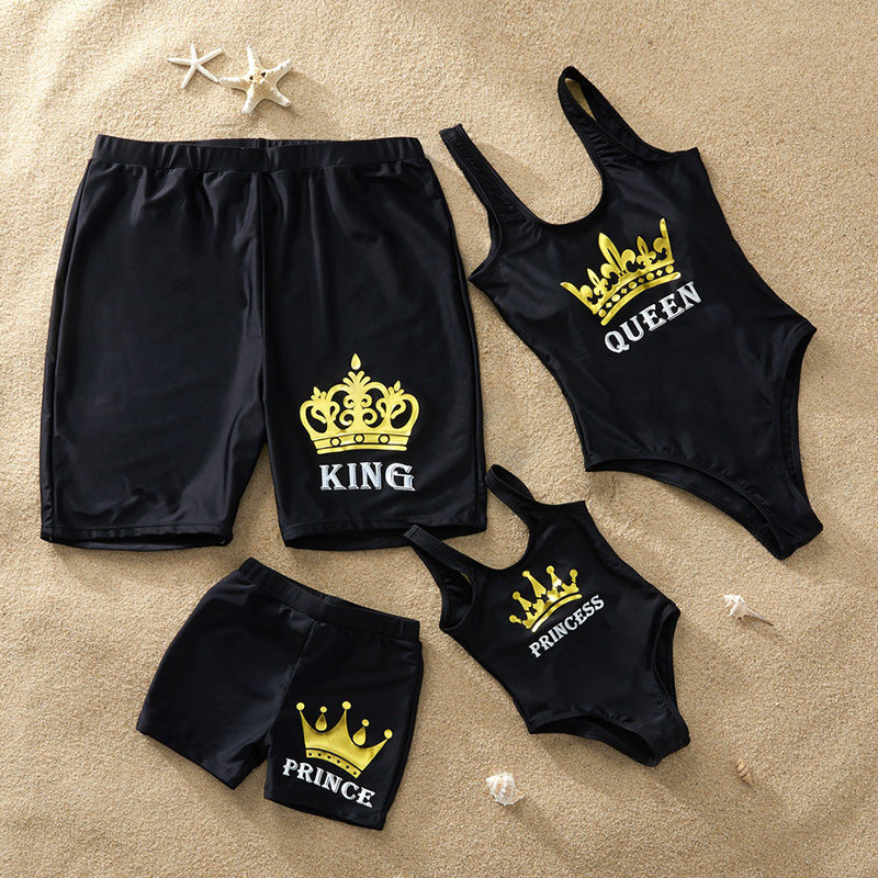 Family Matching Crown King Queen Prince Princess Swimwear