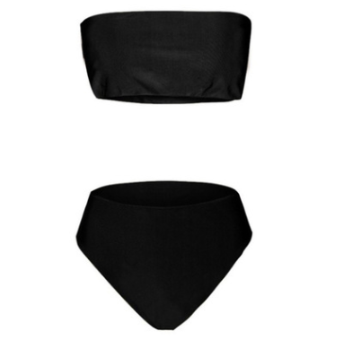Women's Black Strapless Bandeau Bikini Set