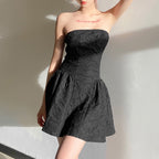 High Waist Slim Zipper Tube Top Halter Dress for Women