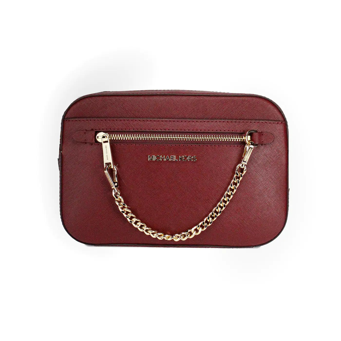 Michael Kors Jet Set EW Dark Cherry Zip Chain Crossbody