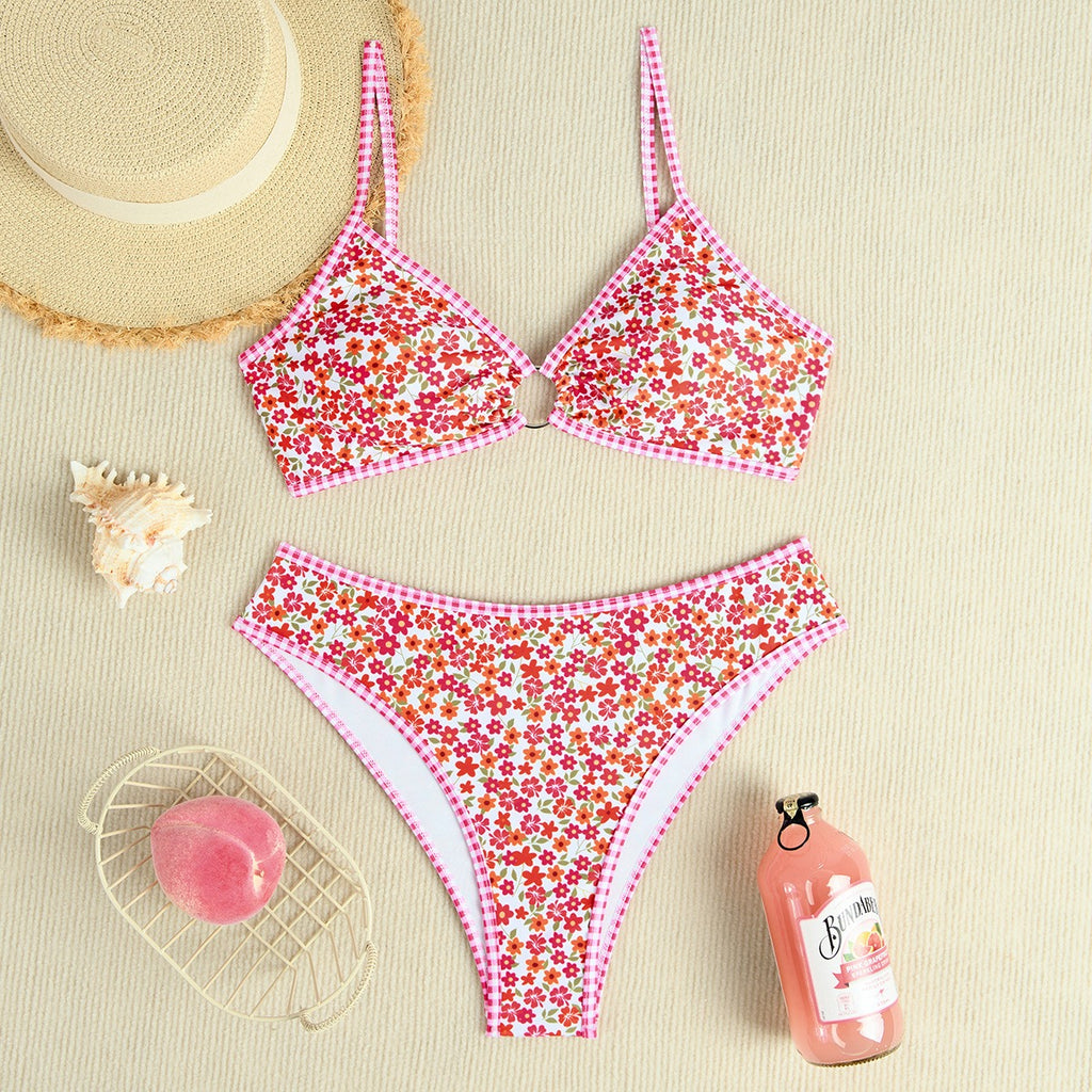 Leopard Ring-Front Bikini Set