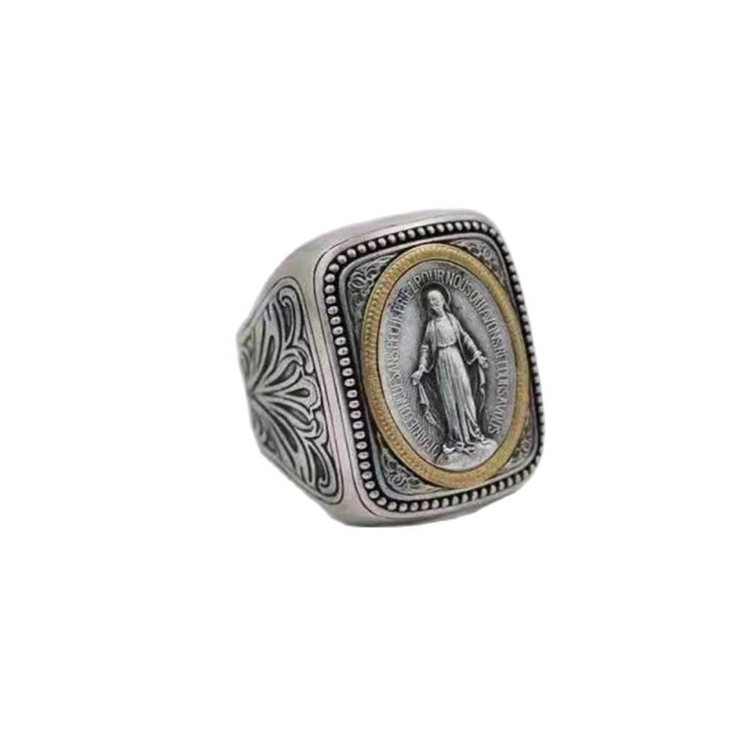 Silver Handmade Retro Faith Ring with Ancient Coins
