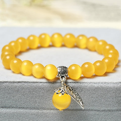 Handmade Cat's Eye Stone Beaded Bracelet
