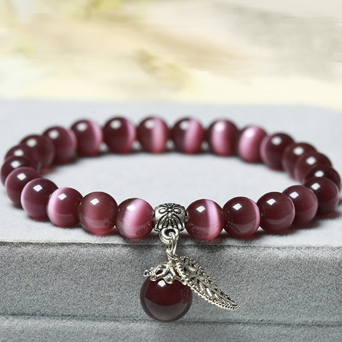Handmade Cat's Eye Stone Beaded Bracelet