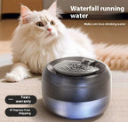 Automatic Pet Water Fountain 2L Ultra-Quiet Cat Dog Waterfall Drinking Dispenser with Carbon Filter and LED Low-Water Indicator