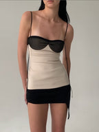 Retro Color Block Patchwork Camisole Dress